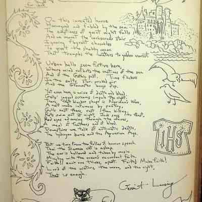 Guestbk1 p56 1959 (G Lansing Abbadia Mare poem & sketch)
