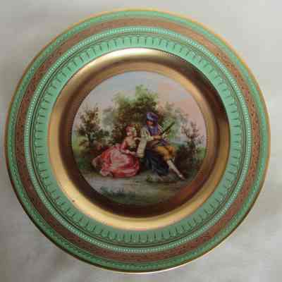 Austrian Plate with Hand Painted Scene - Her Song