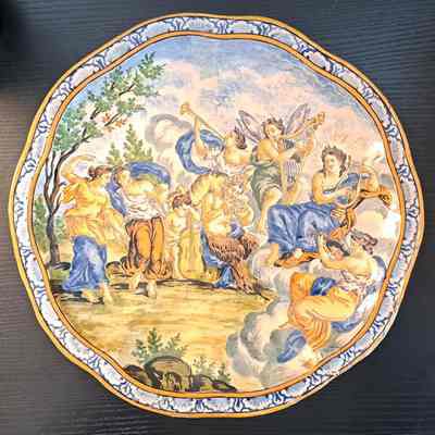 20th c. Italian Ceramic Platter with Musicians Scene