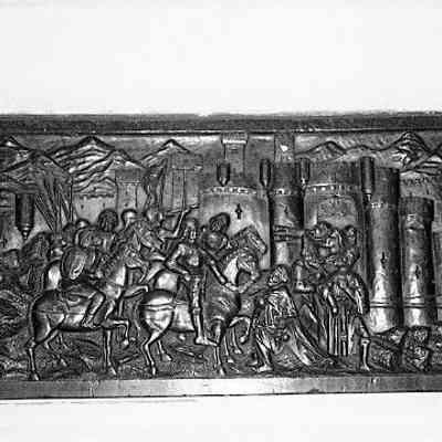 15thc Spanish Carved Wooden Relief of Soldiers