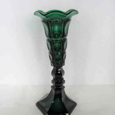 Green Vase with Oval & Geometric Pattern