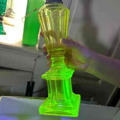 Yellow Canary Glass Lamp with Square Base