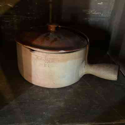 French Brown Pottery Cooking Pot with Lid