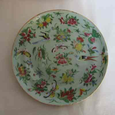 Chinese Celadon Famille Rose Plate