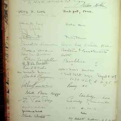 Guestbk1 p26 date unk (Noble, Longfellow, Copeland, Bonnet, Biggs)