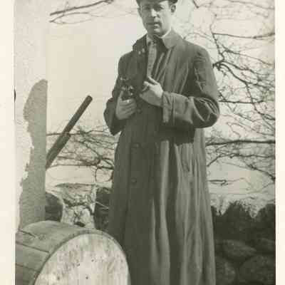 1920 ca JHHJr w binoculars at Lookout Hill, Gloucester