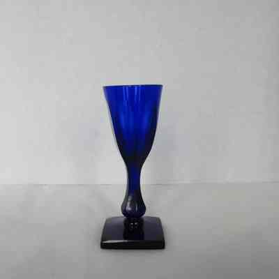 Blue Glass Goblet with Square Base