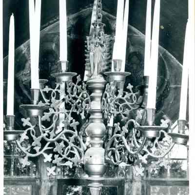 15thc Flemish Brass Chandelier with Madonna & Child