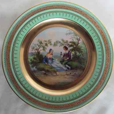 Austrian Plates with Hand Painted Scene - Flower Oracle