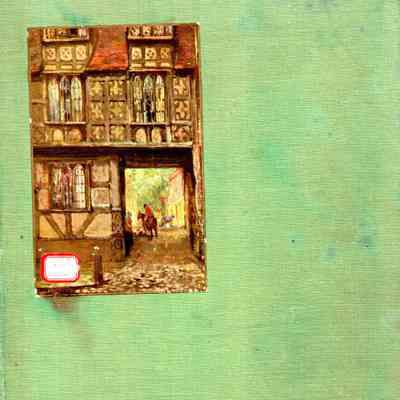 Green Scrapbook w Medieval Scene Cover, 1940-1960s