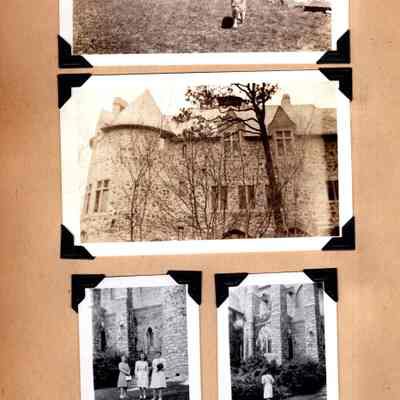 GRM p(6) cat on lawn, residence wing, women on lawn