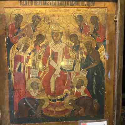 15th c Russian Icon of Christ Enthroned