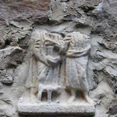 Roman Sarcophagus Relief of 2 Male Figures