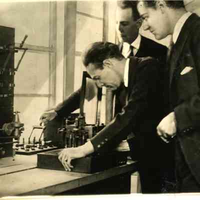 JHH Jr & scientist in lab, Point Radio