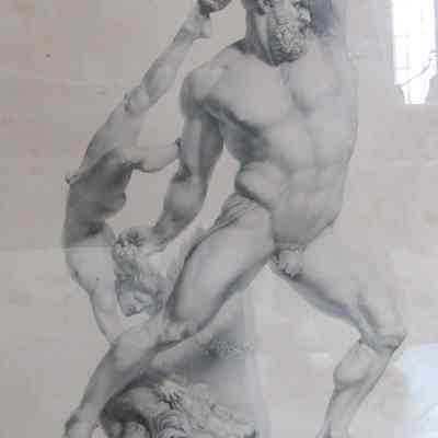 Engraving of Hercules & Lichas Statue by Antonio Canova, 19thc