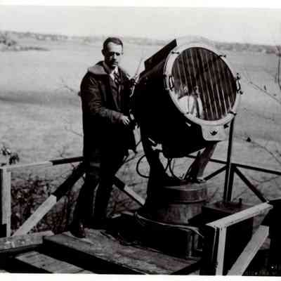 1910-1915 JHHJr at signal light at Point Radio, Bungalow, Lookout Hill