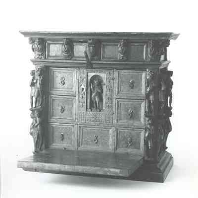 Portable Writing Desk with Carved Figures