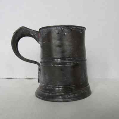 19th c Imperial Pewter Half-Pint Tankard