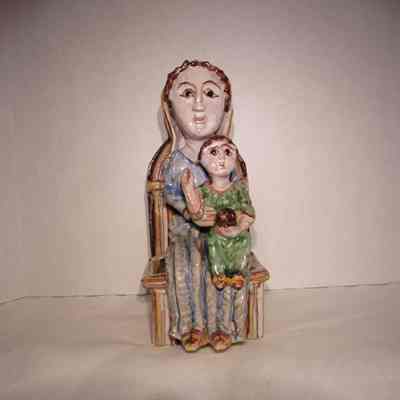 Painted Earthenware Madonna and Child