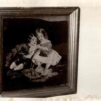 Framed Velvet Picture of 2 Children