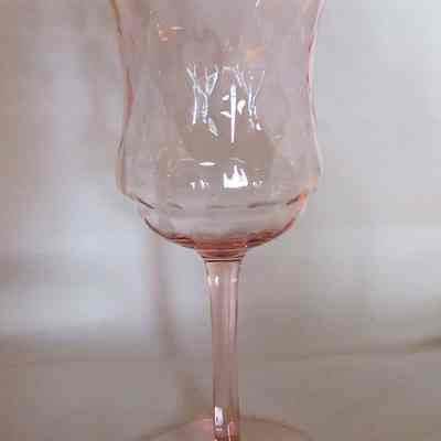 Pink Glass Goblet with Diamond Design