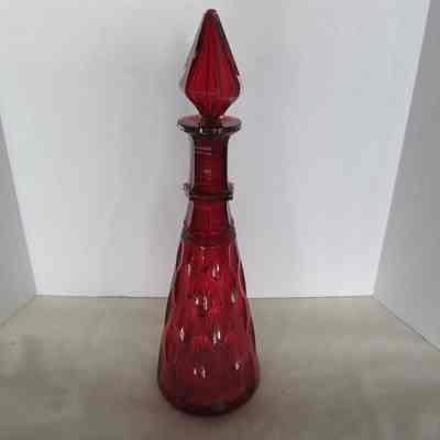 Red Glass Decanter & Stopper