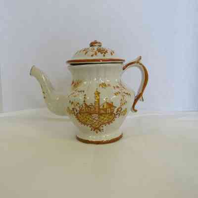 Yellow & Brown Italian Coffee Set - teapot with lid