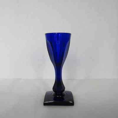 Blue Glass Goblet with Square Base