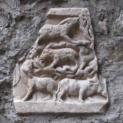 Roman Sarcophagus Fragment with Animals & Vine