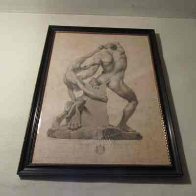 Engraving of Hercules & Lichas Statue by Antonio Canova, 19thc