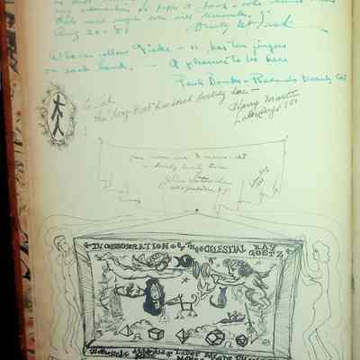 Guestbk1 p44 1951-08-26 (Latouche sketch, H Martin)