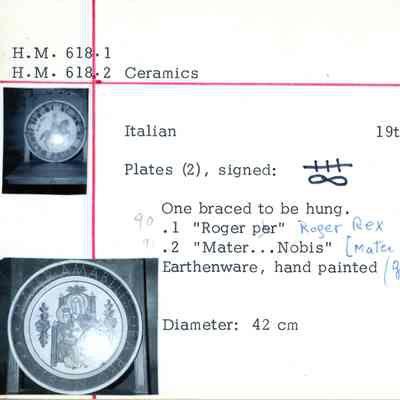 Italian Painted Earthenware "Mater Amabilis, Ora Pro Nobis" plate, 19th-20thc