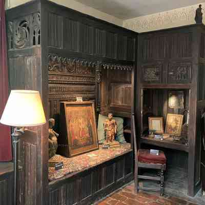 14thc French Corner Cabinet with Desk & Couch