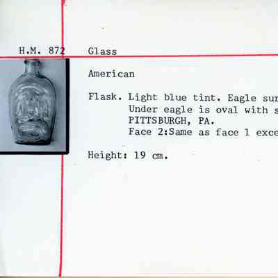 Blue Glass Flask Stamped Pittsburgh, PA