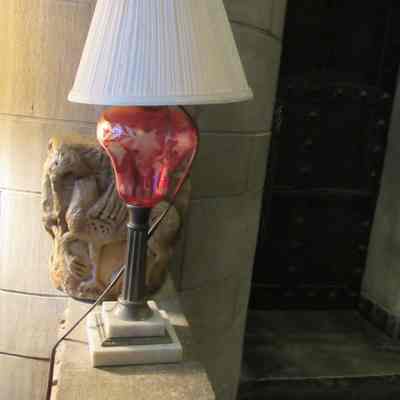 Etched Rose Glass Lamp