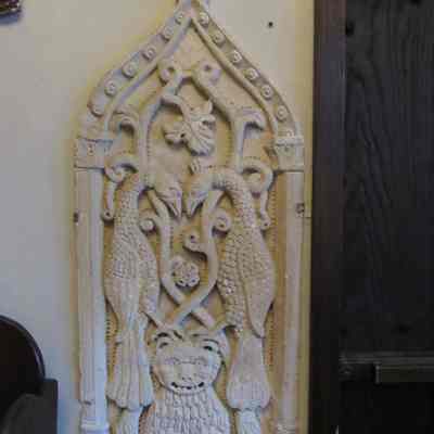 Plaster Relief of 2 Peacocks & Lion