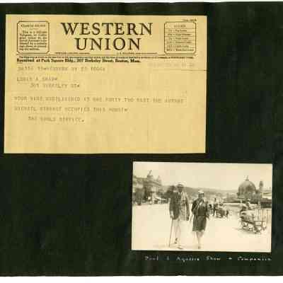 SCRB-18 p(53) L Shaw telegram, M Strange, Agassiz Shaw