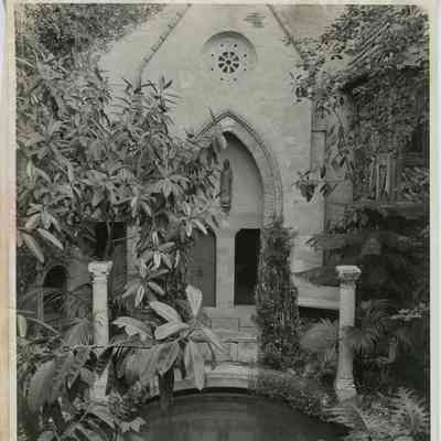 Courtyard with tropical trees and flowers