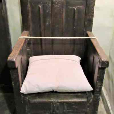 15th c. French Open Book Paneled Chair with Lift Seat