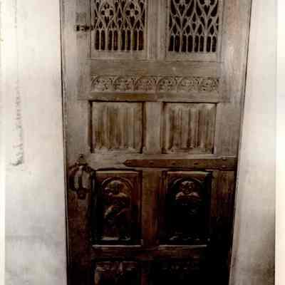 8 Paneled Door with Tracery, Folded Linen & Figure Reliefs