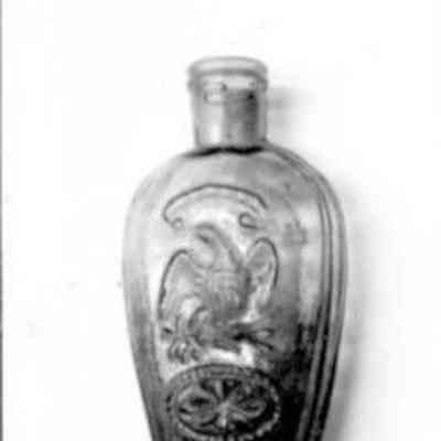Green Glass Flask with Eagle & Arch