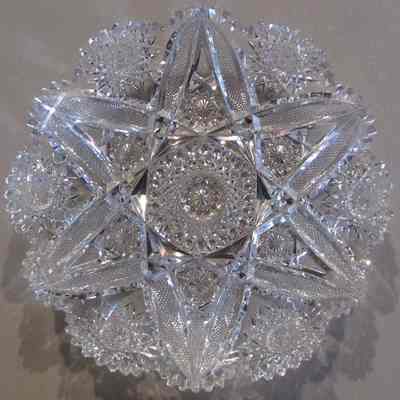 Clear Cut Glass Dish with Star Pattern
