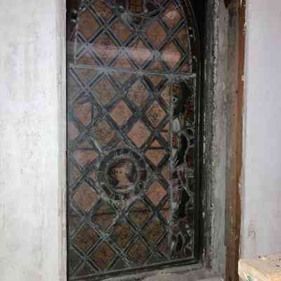 16th c. Stained Glass Window with Rosette and Circle