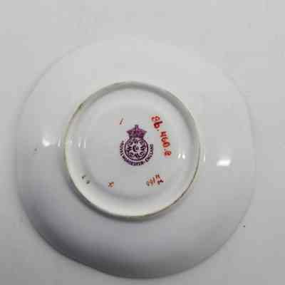 Bottom of saucer with makers mark "ROYAL WORCESTER ENGLAND"