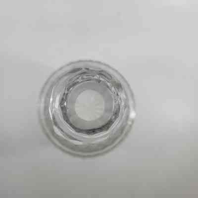 Top down view of glass decanter