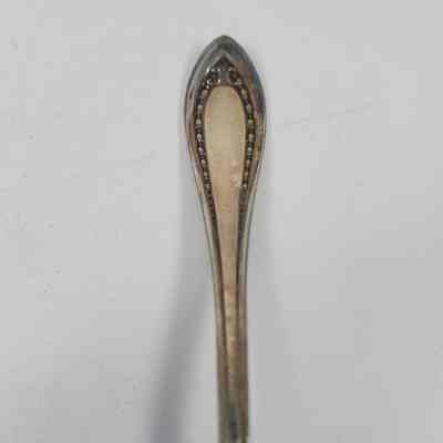Back of silver dessert spoon