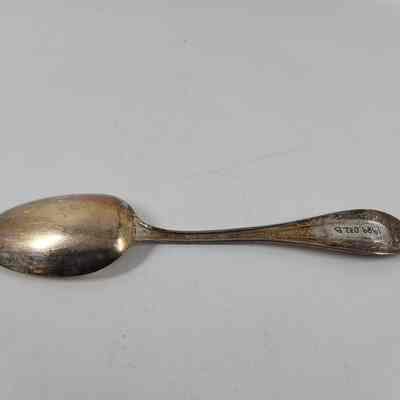Back of silver dessert spoon