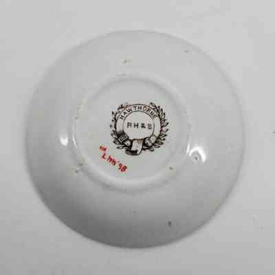 Bottom of saucer with makers mark "Hawthorne R H & S"