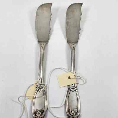 Set of two silver butter knives