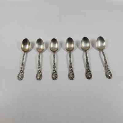 Set of six silver demitasse spoons